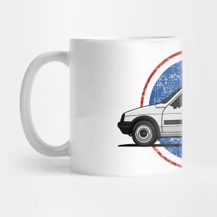 The iconic white van with french circle background Mug